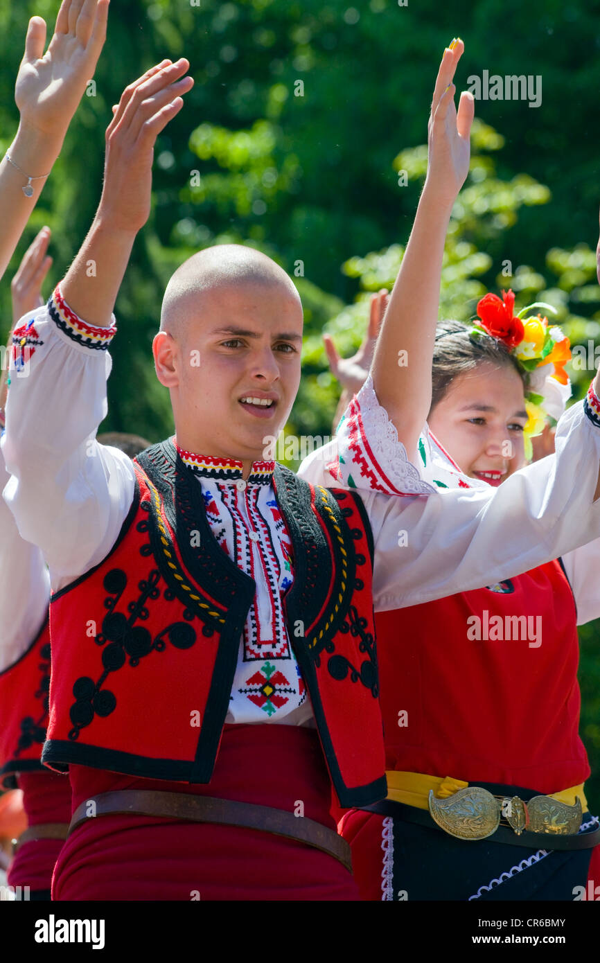 Mayday Folk Dancers in Sofia Bulgaria Stock Photo