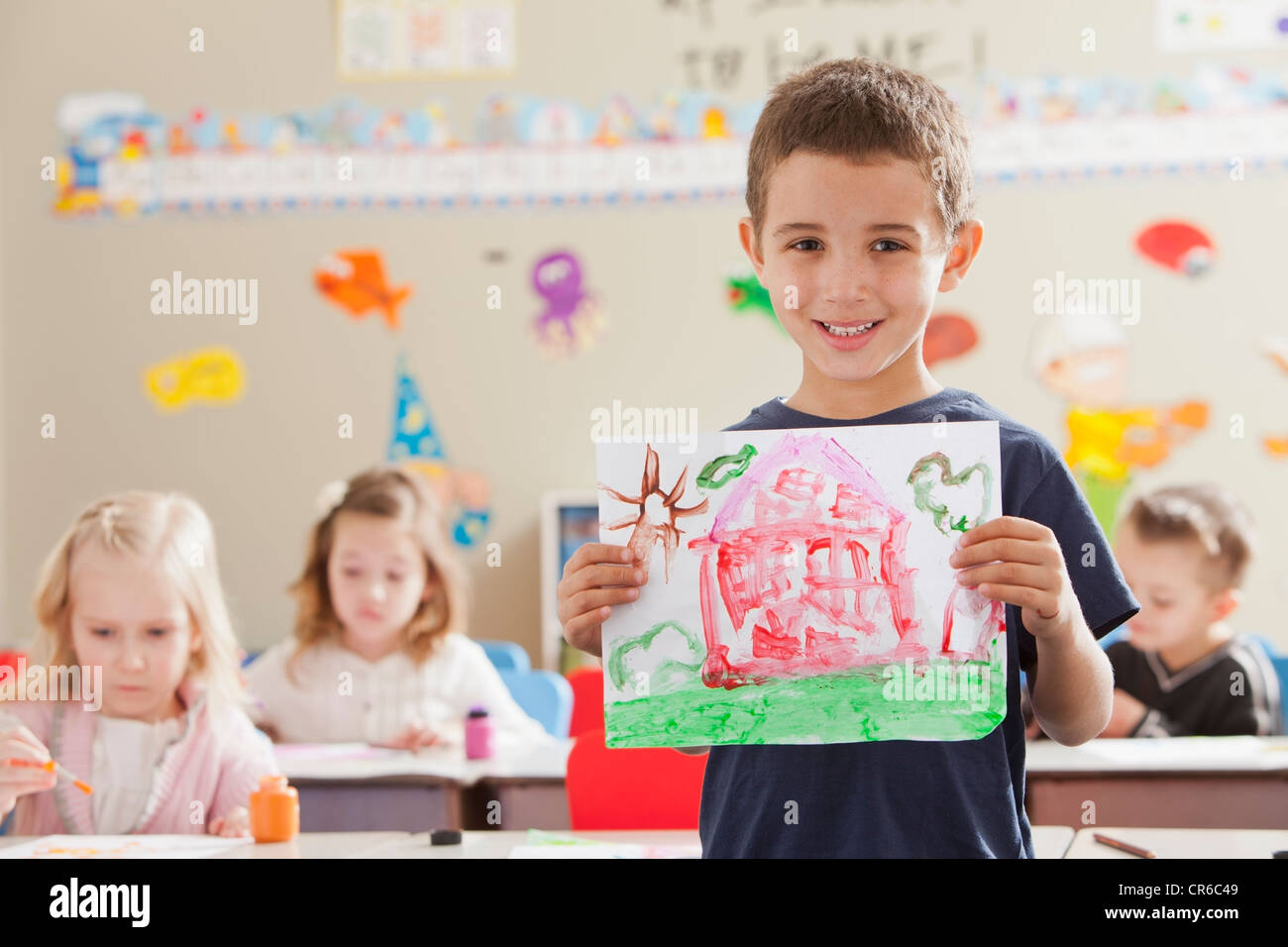USA, Utah, Orem, Children (45, 67) during art classes Stock Photo Alamy