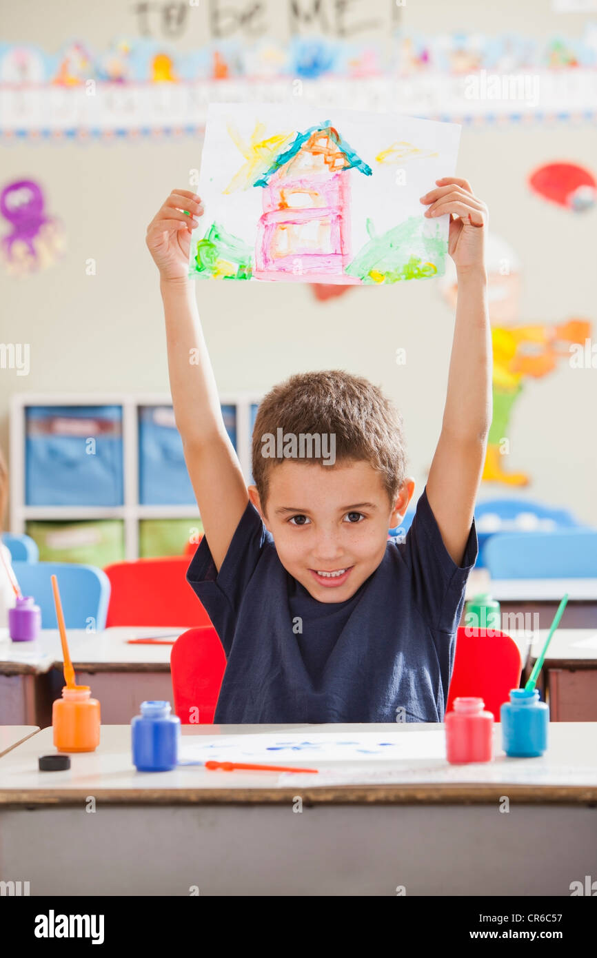 USA, Utah, Orem, Boy (45) during art classes Stock Photo Alamy