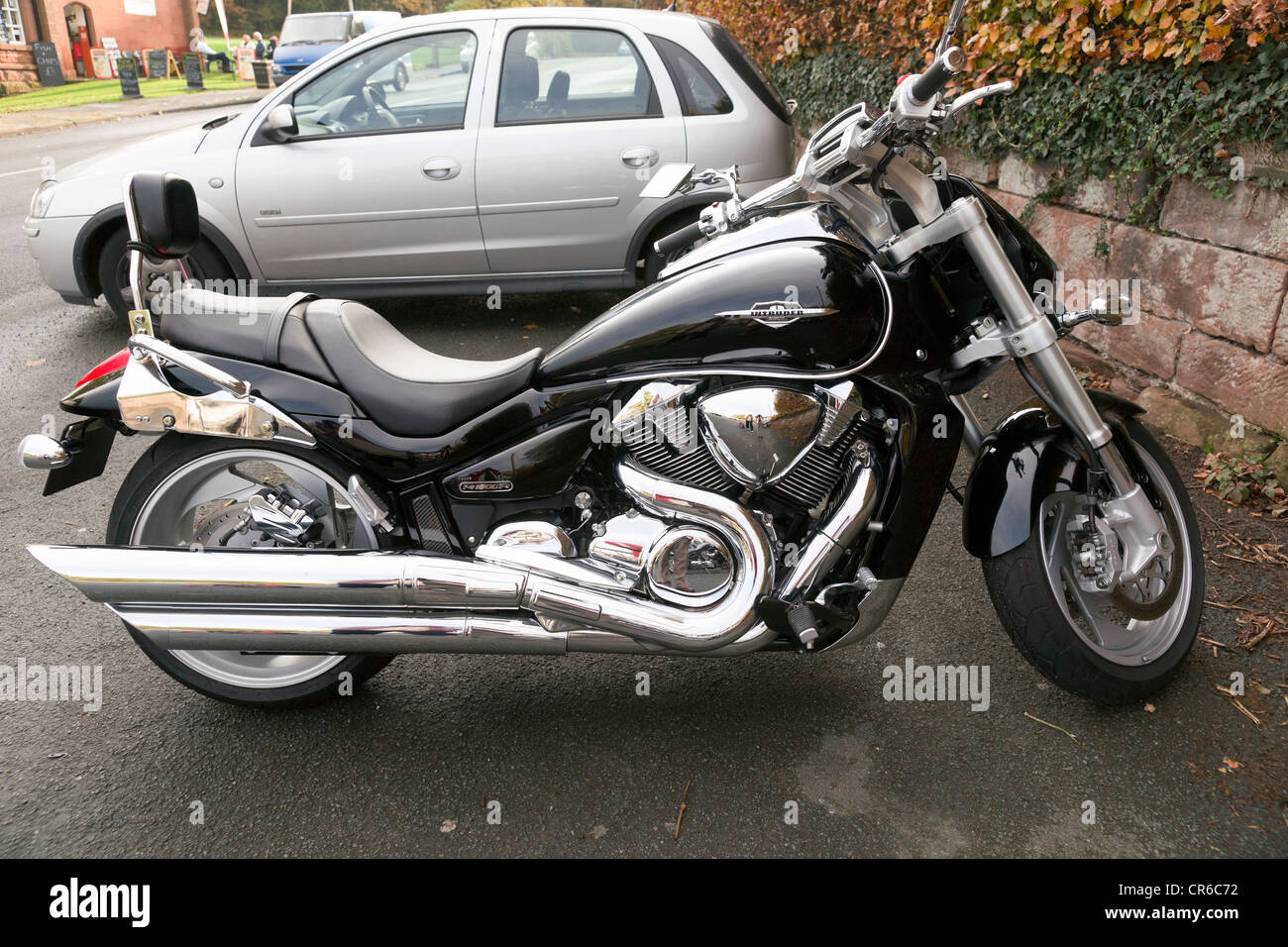 The Suzuki Intruder is a series of cruiser type motorcycles. Stock Photo