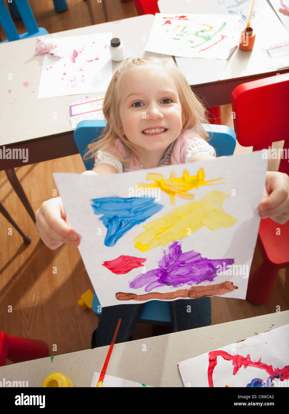 USA, Utah, Orem, Girl (45) during art classes Stock Photo Alamy
