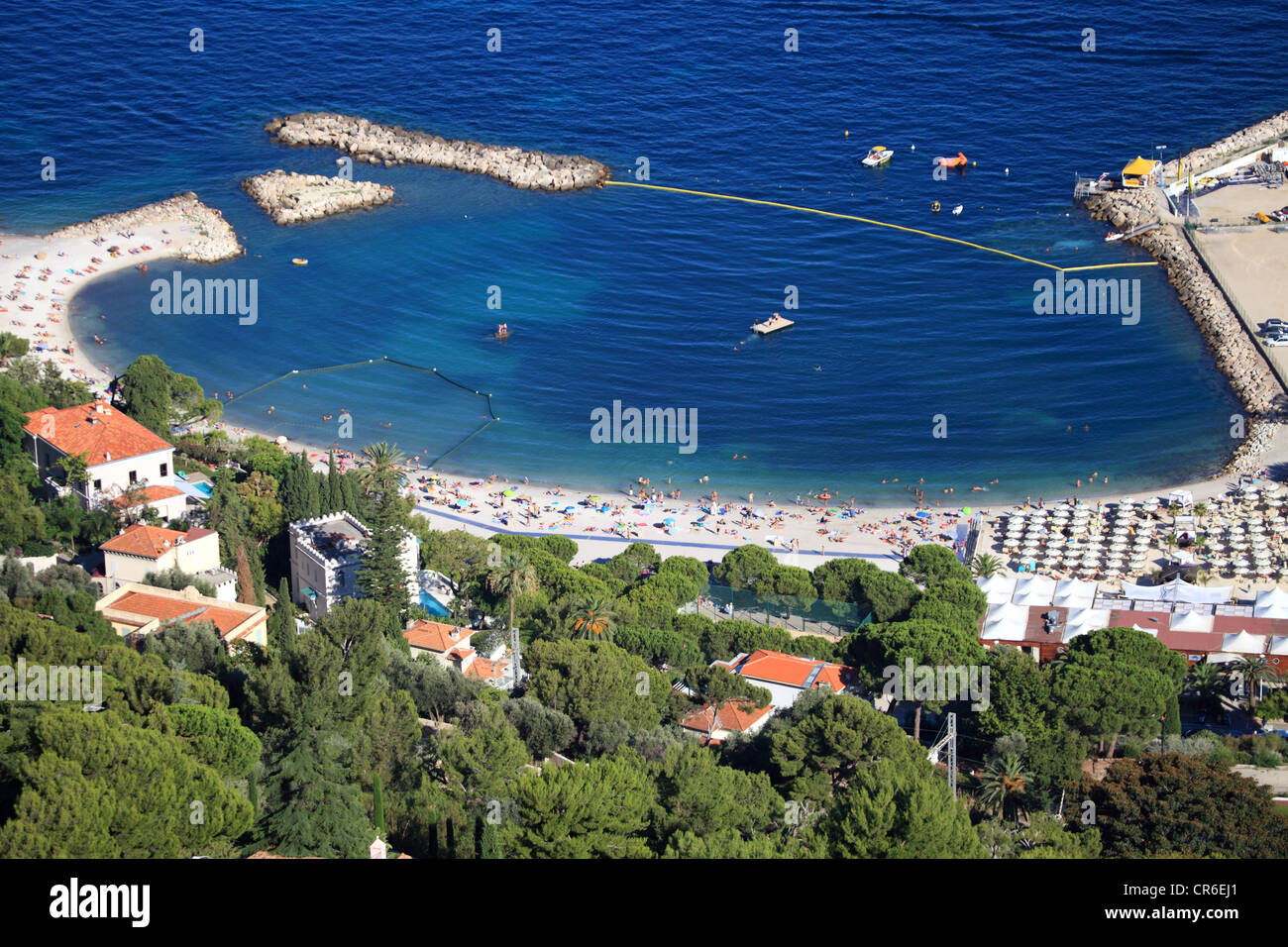 Top view above Beaulieu sur mer and the beach called 'Petite Afrique' Stock Photo
