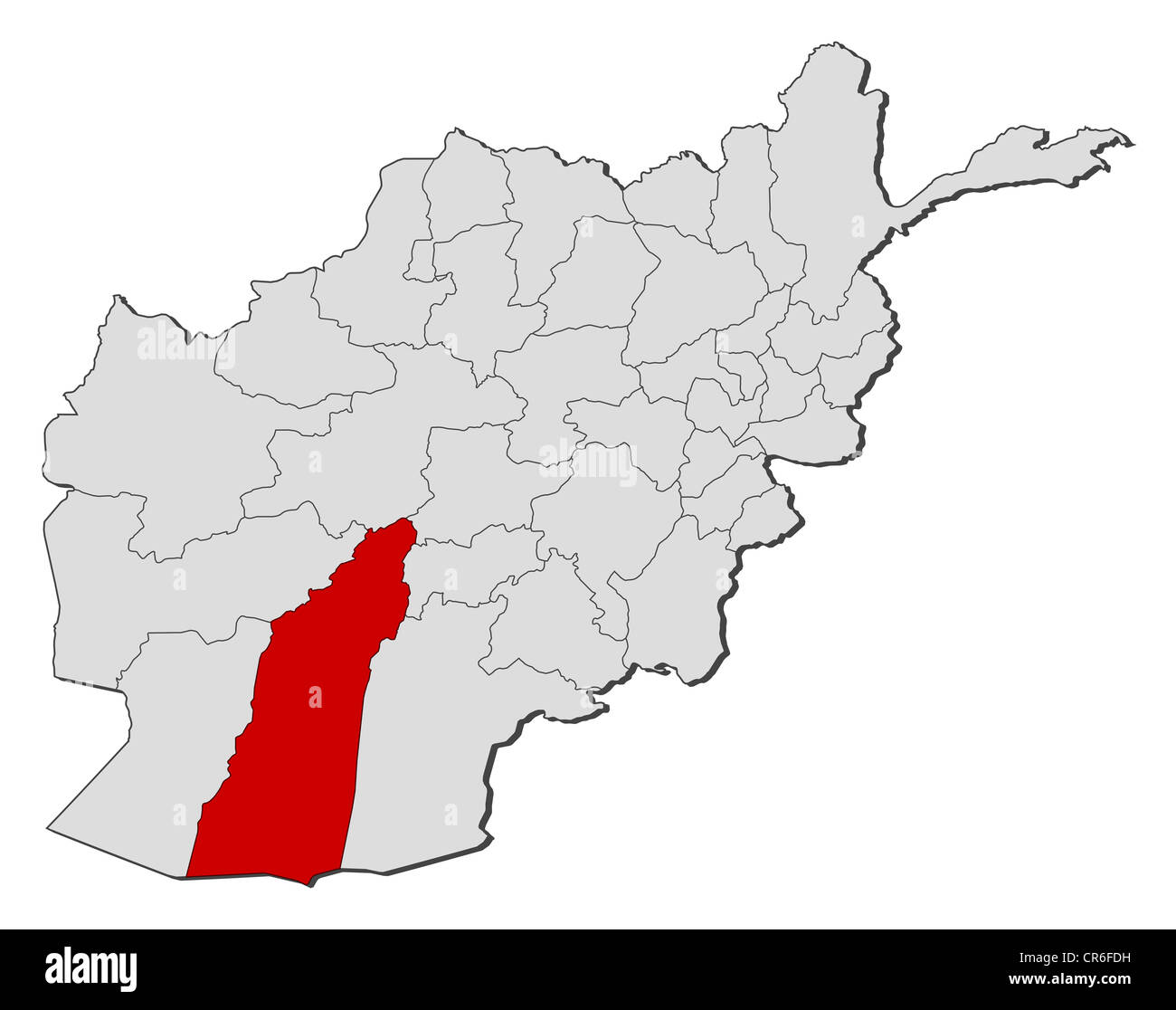 Political Map Of Afghanistan With The Several Provinces Where Helmand CR6FDH 