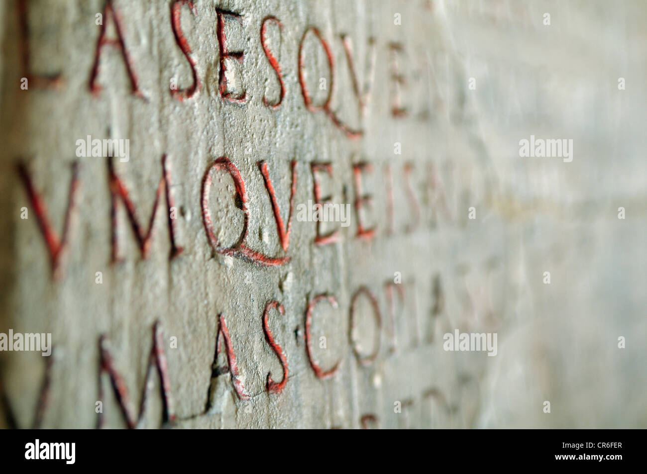 Roman writings on a stone slab, Capitoline Museum, Rome, Lazio, Italy, Europe Stock Photo