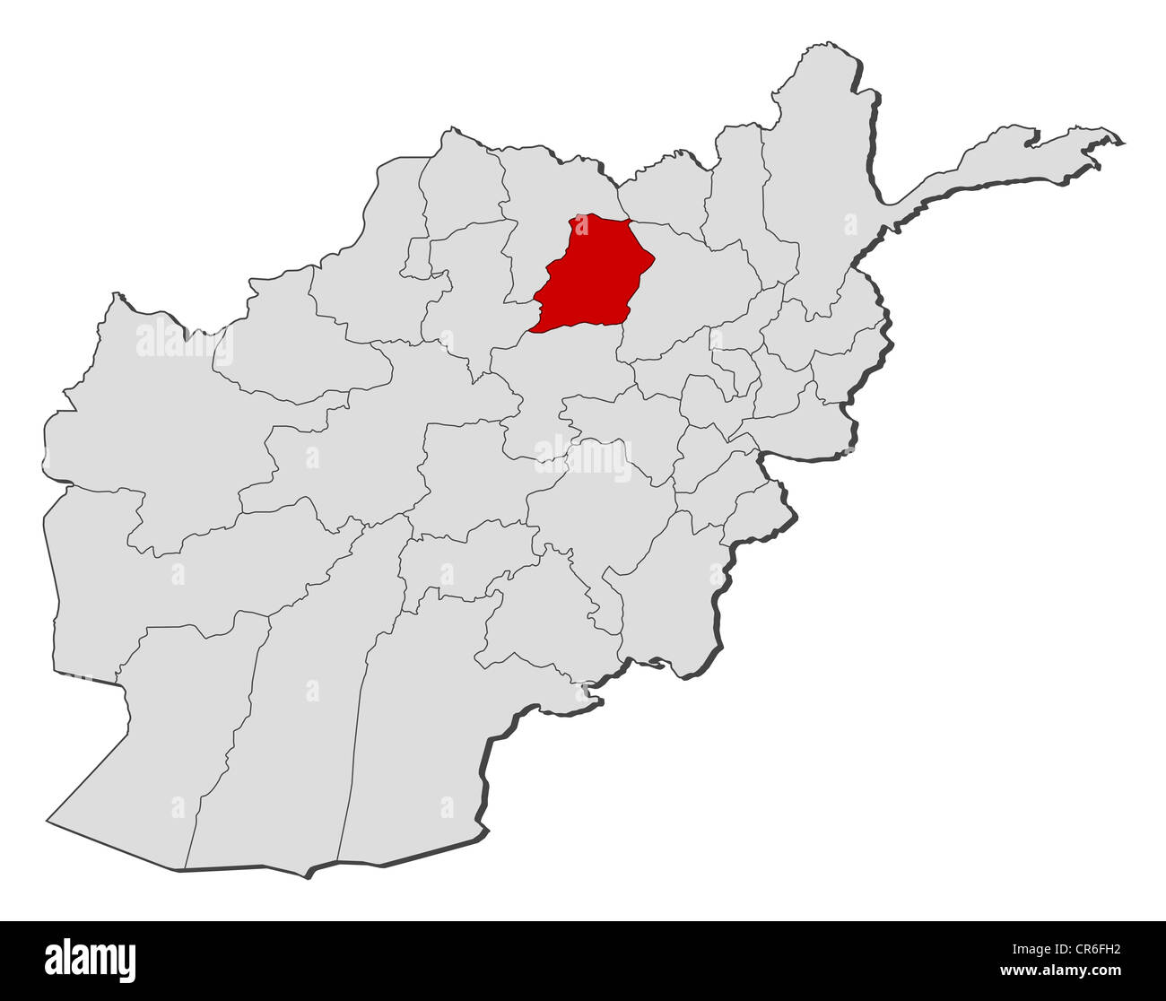 Political map of Afghanistan with the several provinces where Samangan is highlighted. Stock Photo