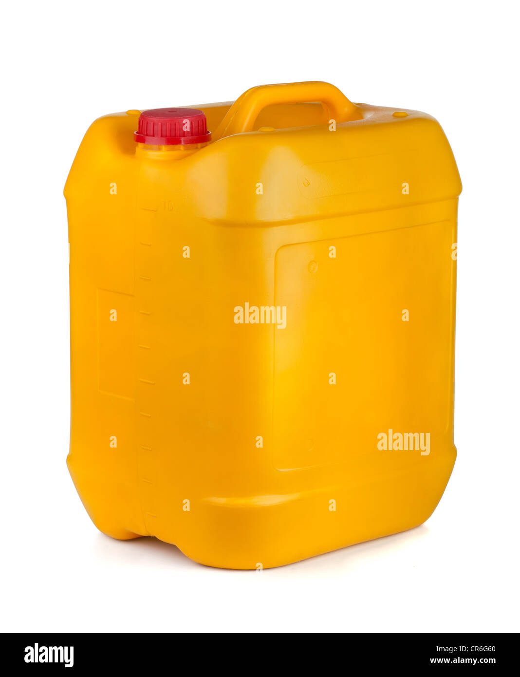 Yellow plastic container with lid and handle isolated on white Stock Photo