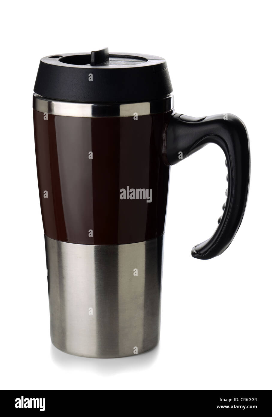 Travel metal coffee thermal mug isolated on white Stock Photo