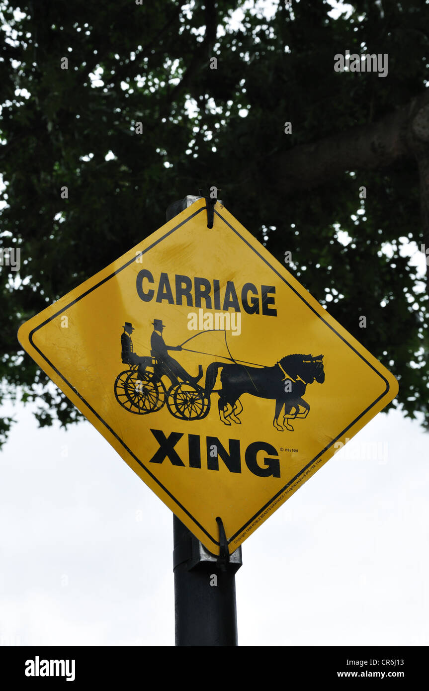 Carriage crossing sign,Stockyards, Fort Worth, Texas, USA Stock Photo