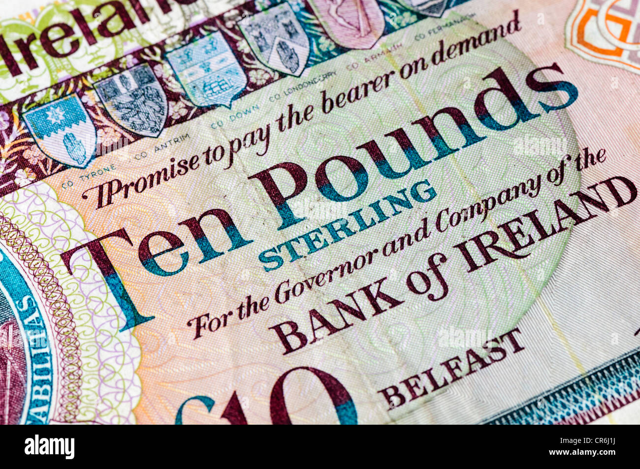 Bank of Ireland ten pound note, as used in Northern Ireland Stock Photo