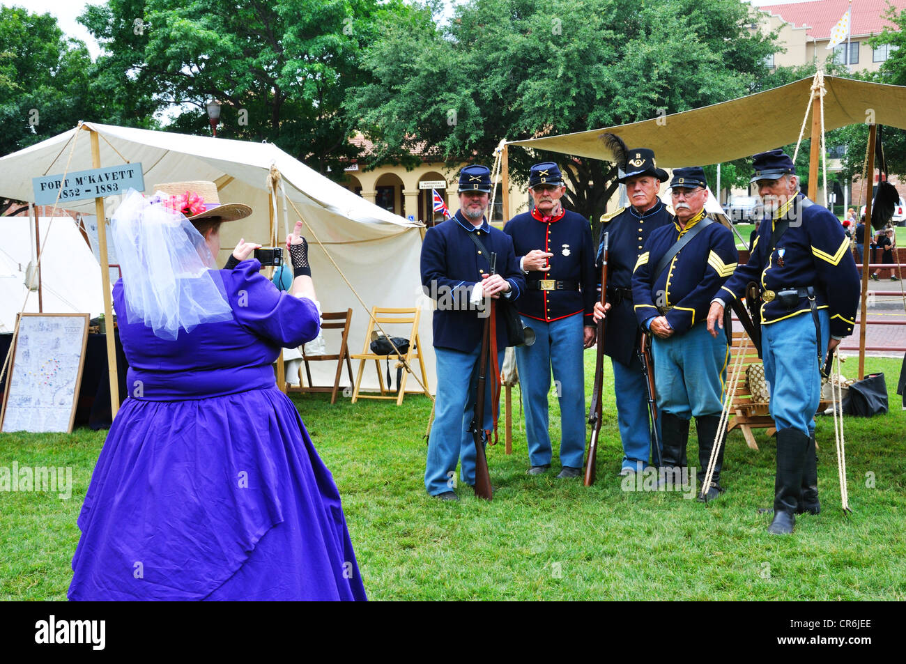 Old West and Civil War reenactment in Fort Worth, Texas, USA taking a