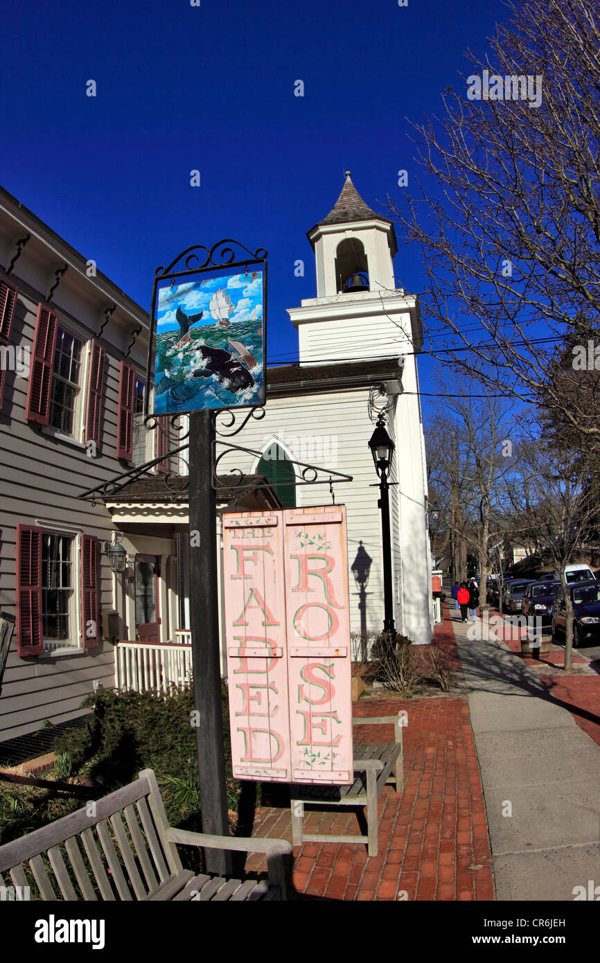Main Street / Route 25A Village of Cold Spring Harbor Long Island NY Stock Photo