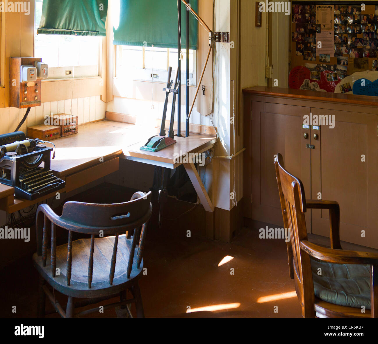 Interior of historic railroad station office Stock Photo Alamy