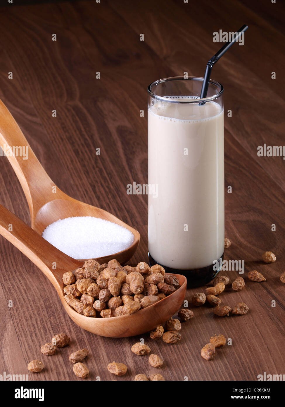 Horchata and its ingredients. Horchata is a drink, made with the juice
