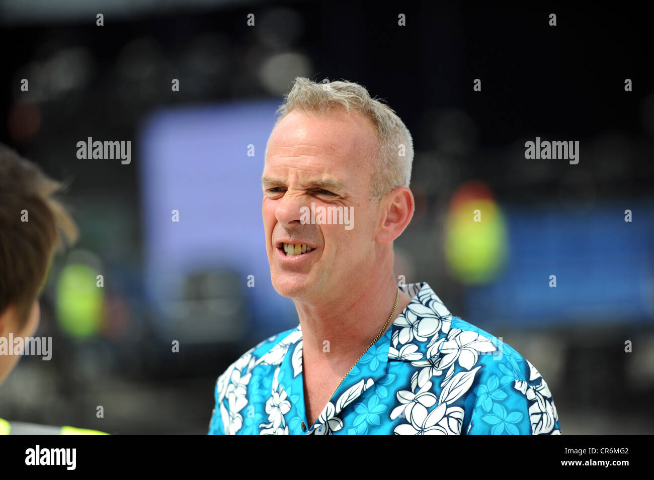 Musician and dj Norman Cook aka Fat Boy Slim speaks to the press ahead of his Big Beach Bootique 5 gig at The Amex  stadium Stock Photo