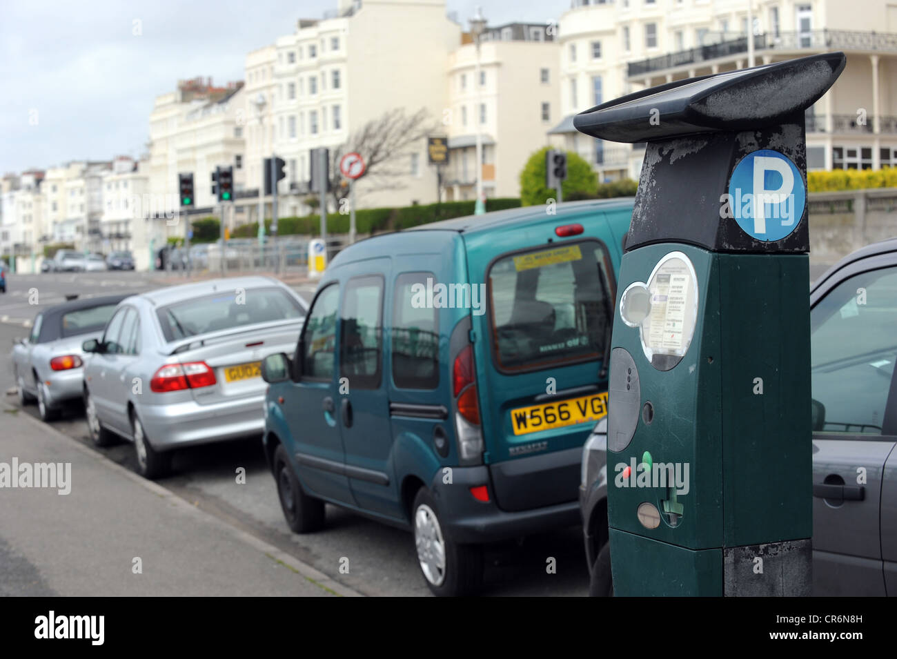 A parking meter on Brighton's Marine Parade Stock Photo