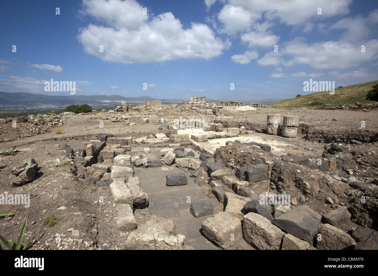 Roman Corinthian temple ruins at the Omrit historic site, Israel Stock Photo