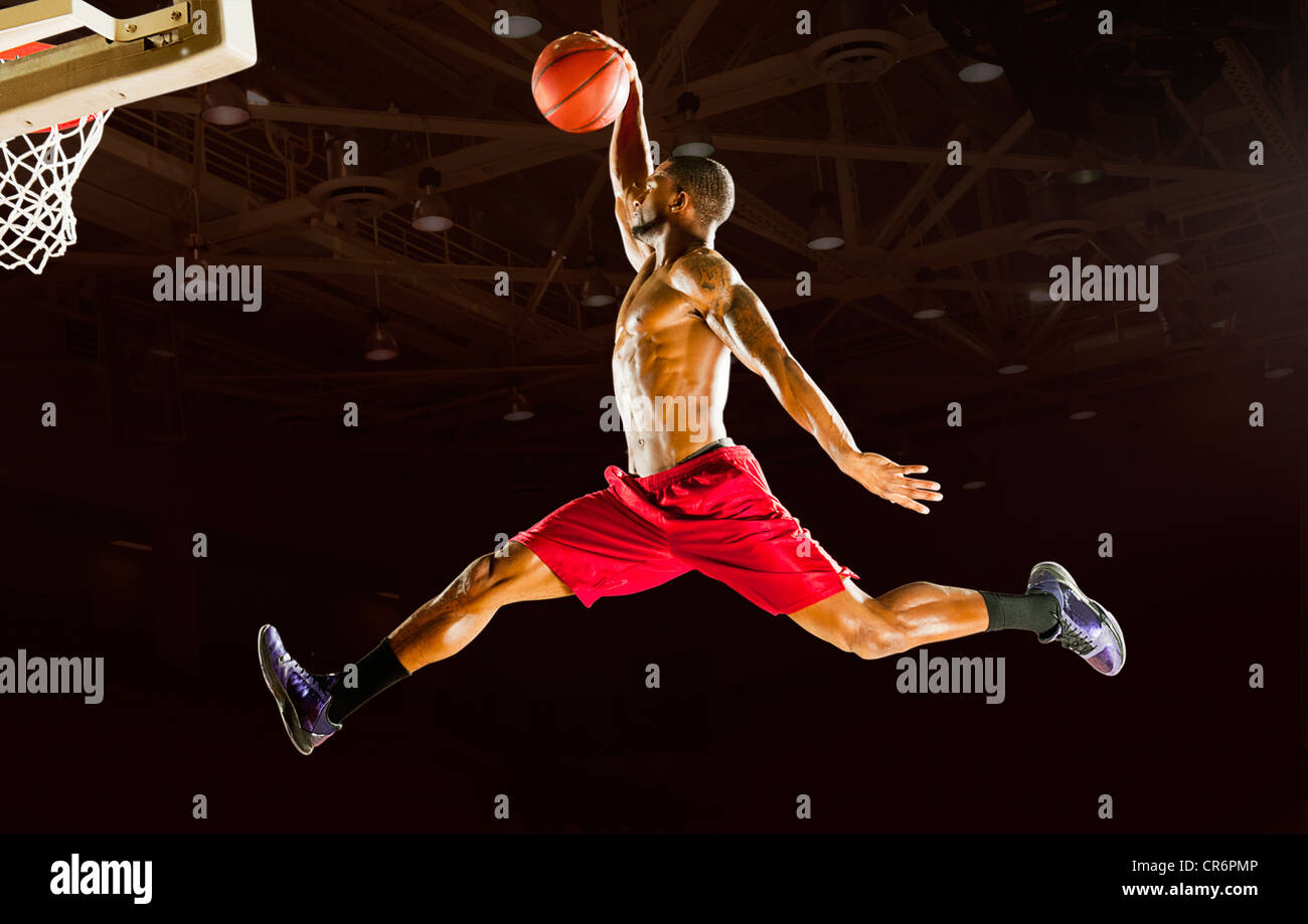 Black man playing basketball Stock Photo