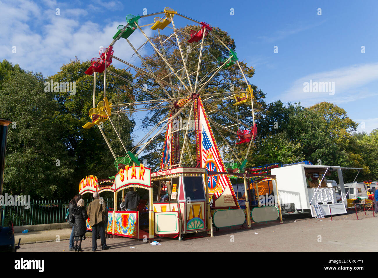 Rides and attractions at the Birkenhead Park Festival of Transport show in 2011. Stock Photo