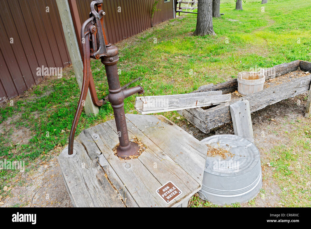 Water Well Pump Prairie Homestead Historic Farm Badlands South Dakota Stock Photo