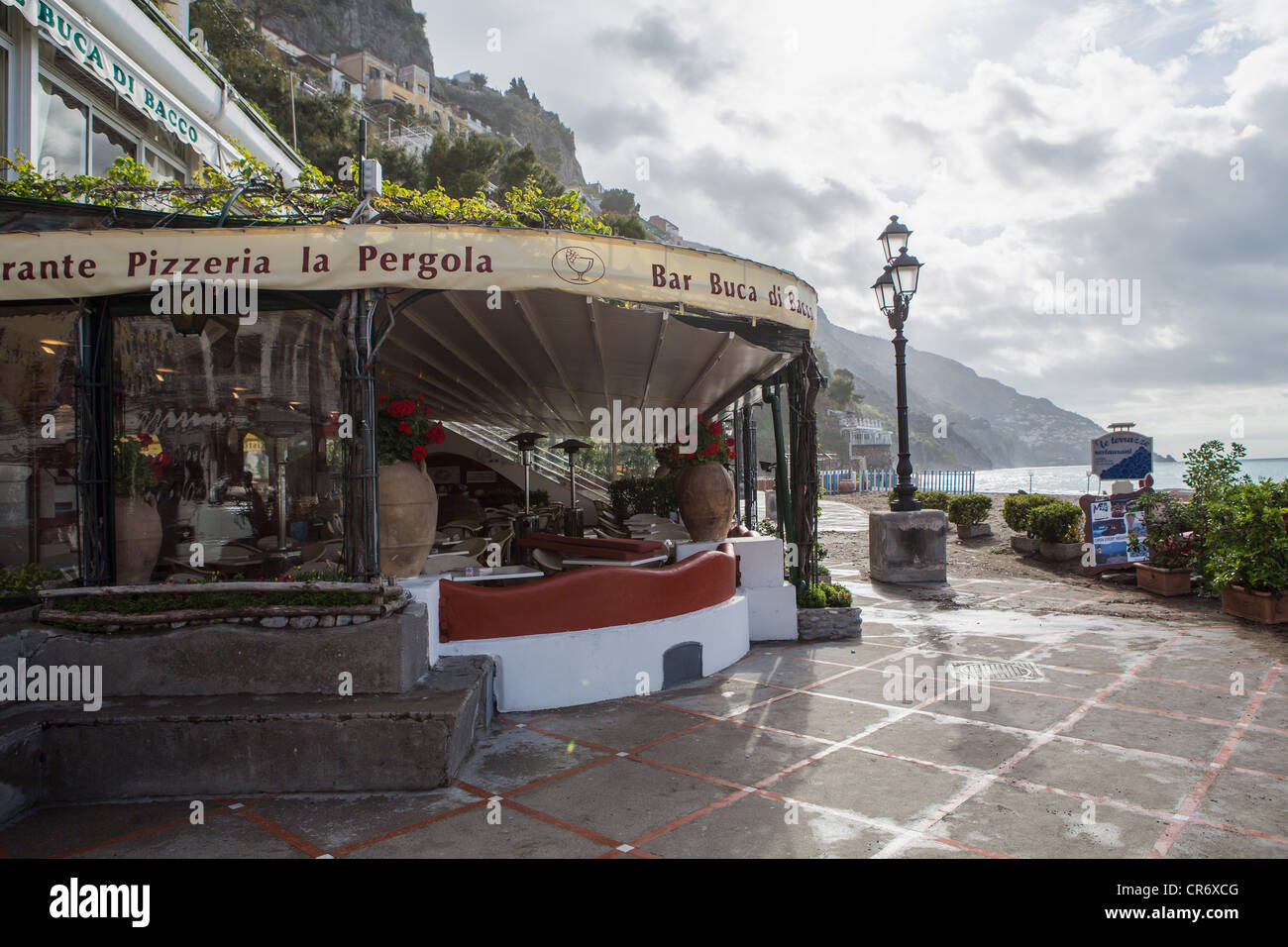 Morning After a Storm, Positano Beach, Amalfi Coast, Campania, Italy Stock Photo