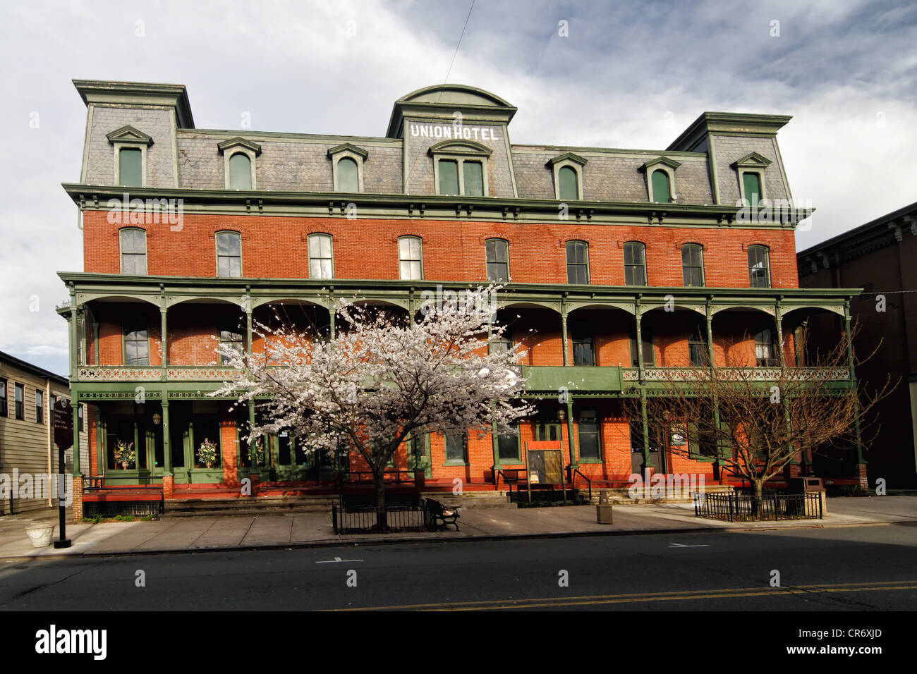 Frontal View of the Historic Union Hotel in Flemington, Hunterdon County, New Jersey Stock Photo