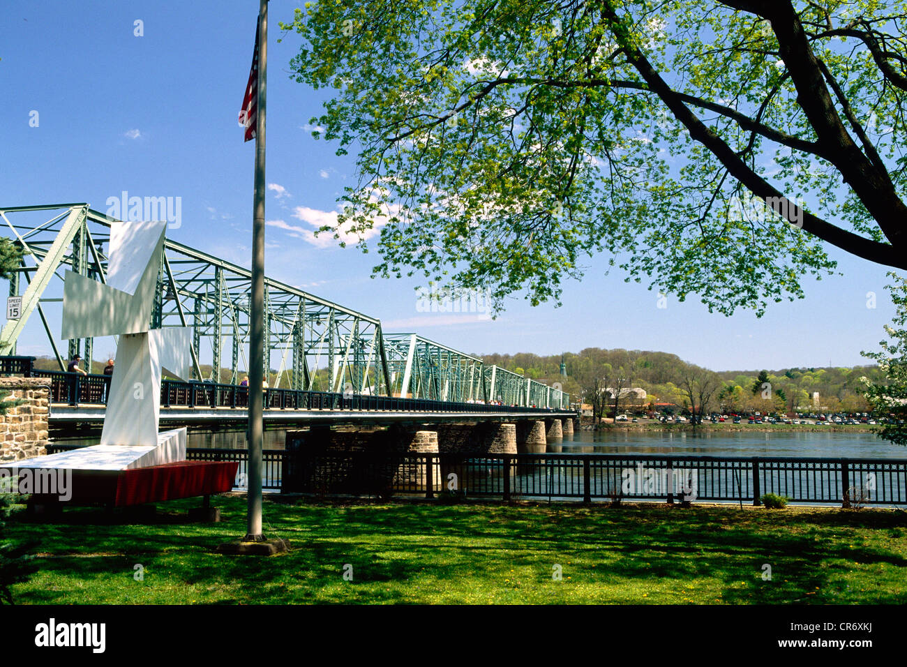 View of the New HopeLambertville Bridge, New Hope, Pennsylvania Stock