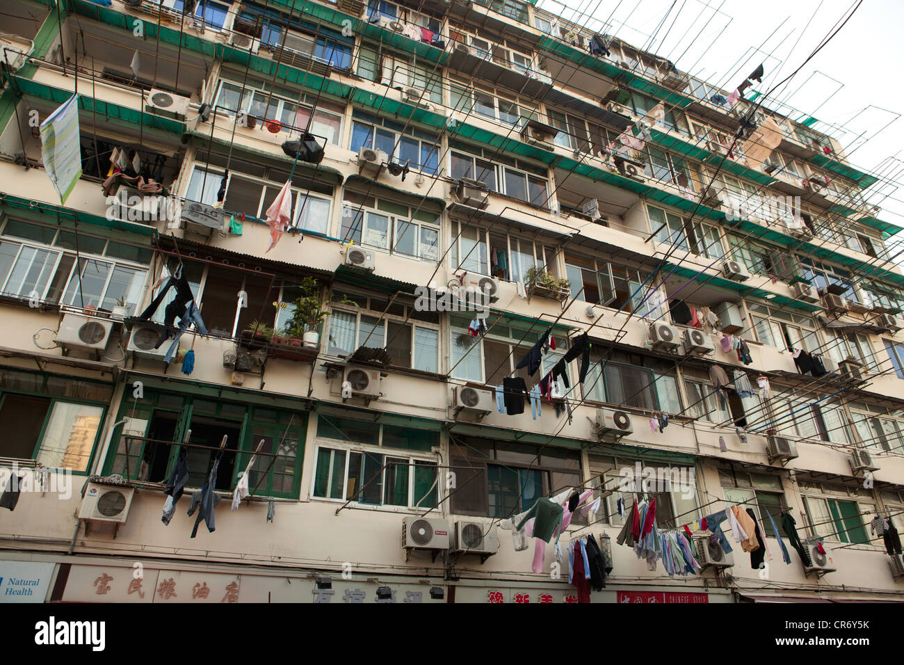 old apartment house with laundry hangoutside window of shanghai china ...