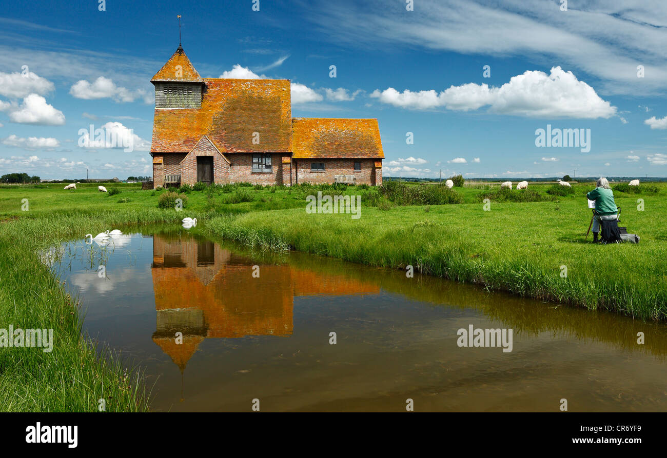 St Thomas a Becket church, Romney marsh. Stock Photo