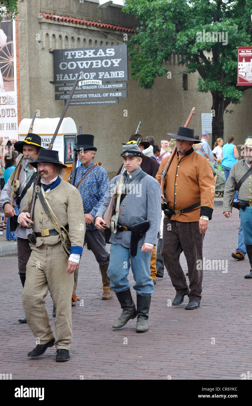 Old West frontier reenactment parade in Fort Worth, Texas, USA Stock Photo