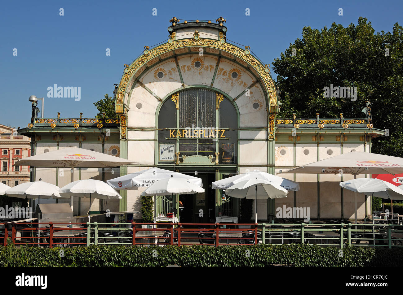 Café on Karlsplatz square, Otto Wagner Pavilion, Art Nouveau style, built 1897, Karlsplatz square, Vienna, Austria, Europe Stock Photo