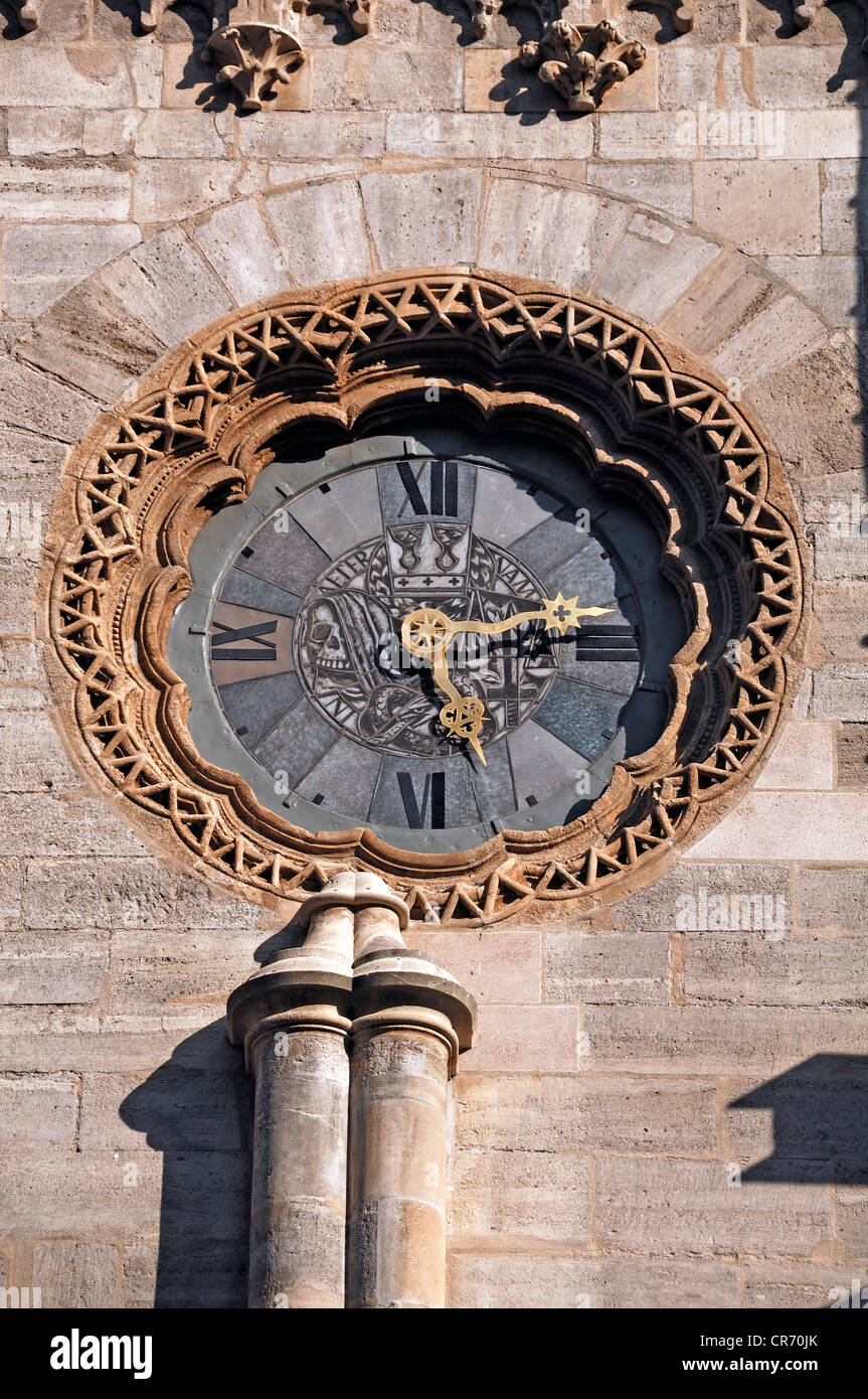 Large church clock on facade of Stephansdom, St. Stephen's Cathedral, Stephansplatz, Vienna, Austria, Europe Stock Photo