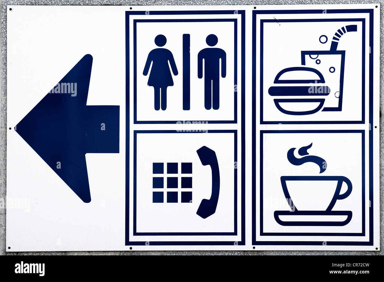 Pictogram panel at the ferry port of Calais, France, Europe Stock Photo