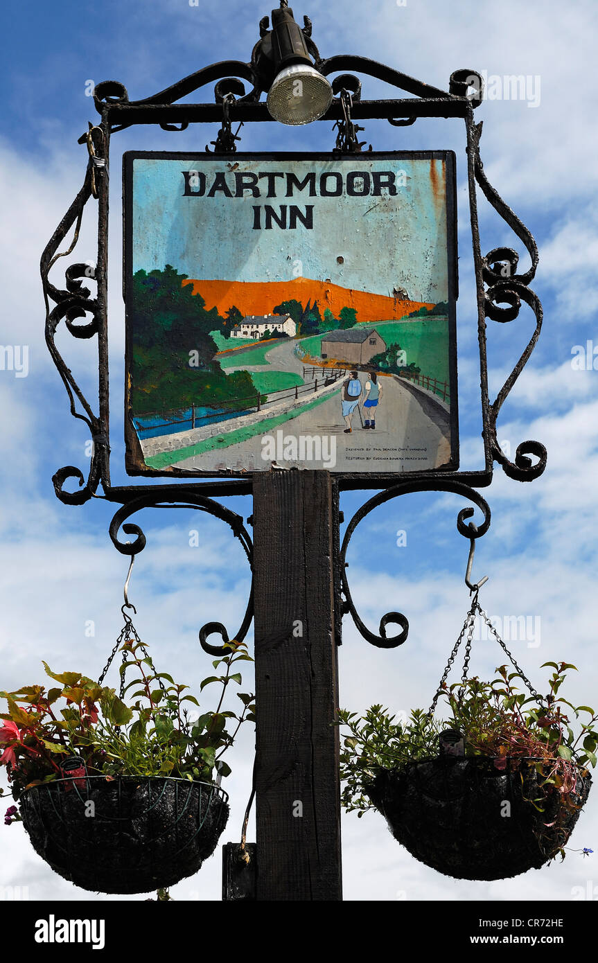 Inn sign, Dartmoor Inn, Marrivale, Dartmoor, Devon, England, United Kingdom, Europe Stock Photo