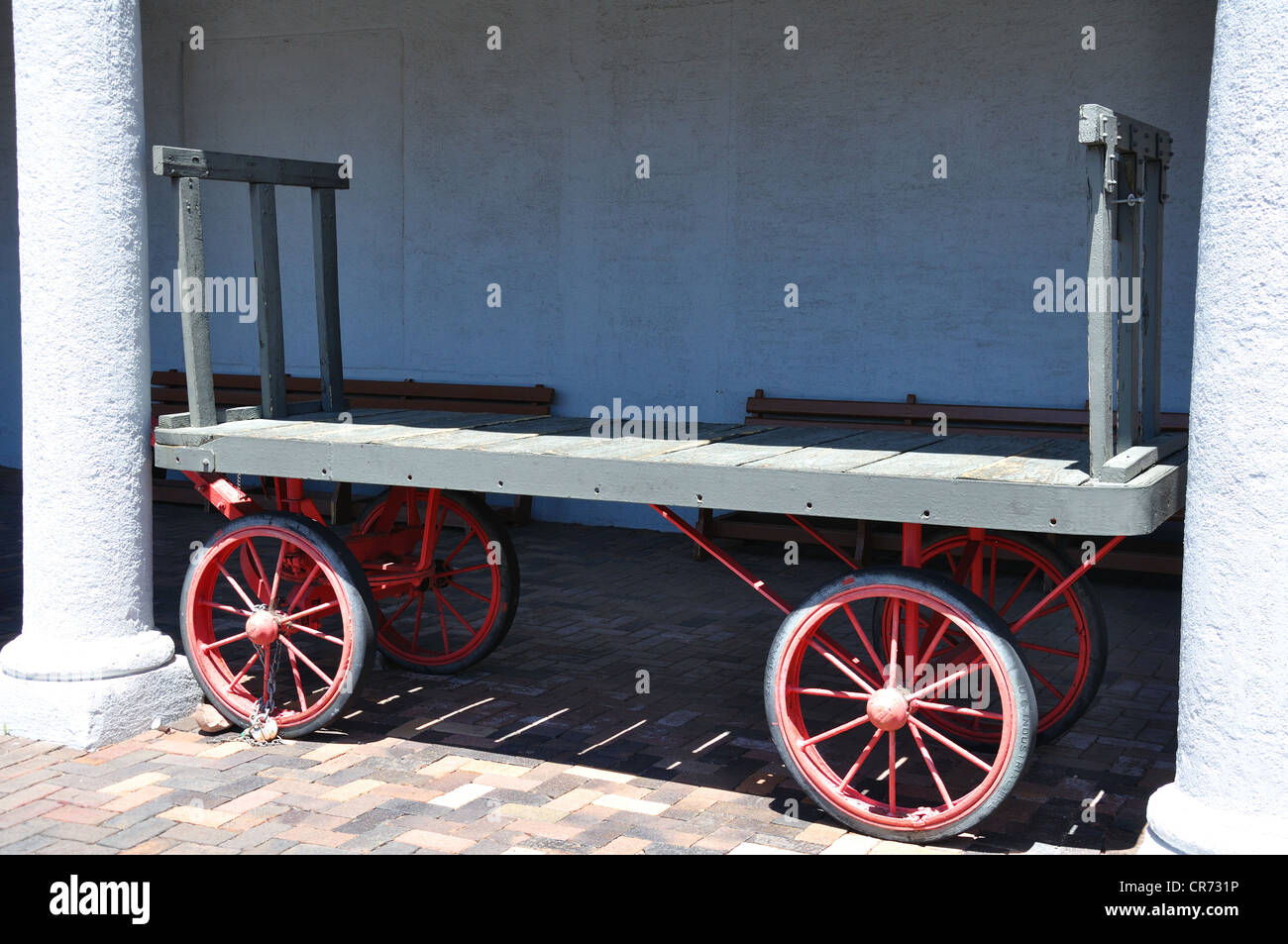 Old luggage cart at the train station, Williams, Arizona (old Route 66 town) Stock Photo
