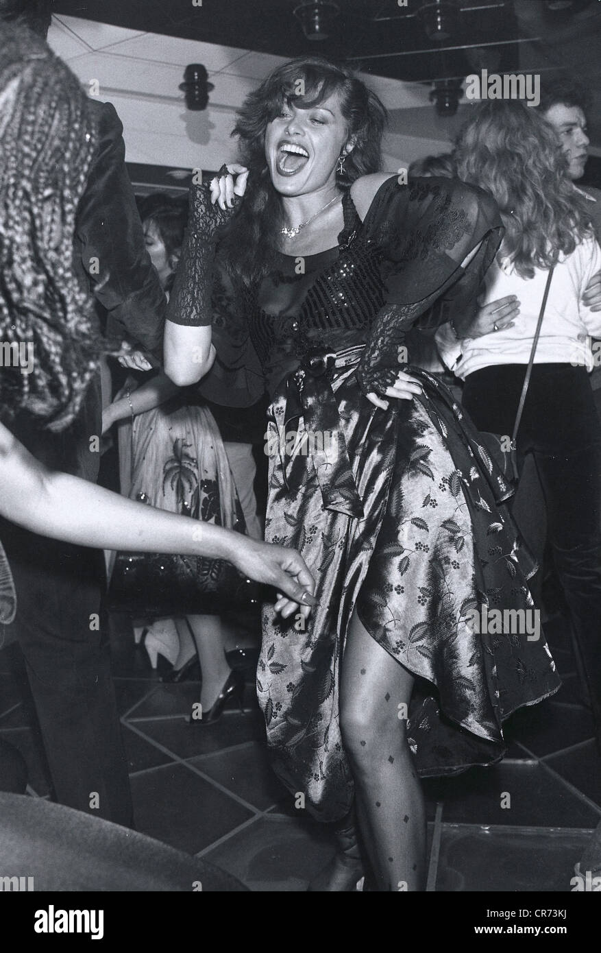 Obermaier, Uschi, * 24.9.1946, German photographic model, full length, dancing in Discothek 'Edith', Munich, Germany, April 1979, , Stock Photo