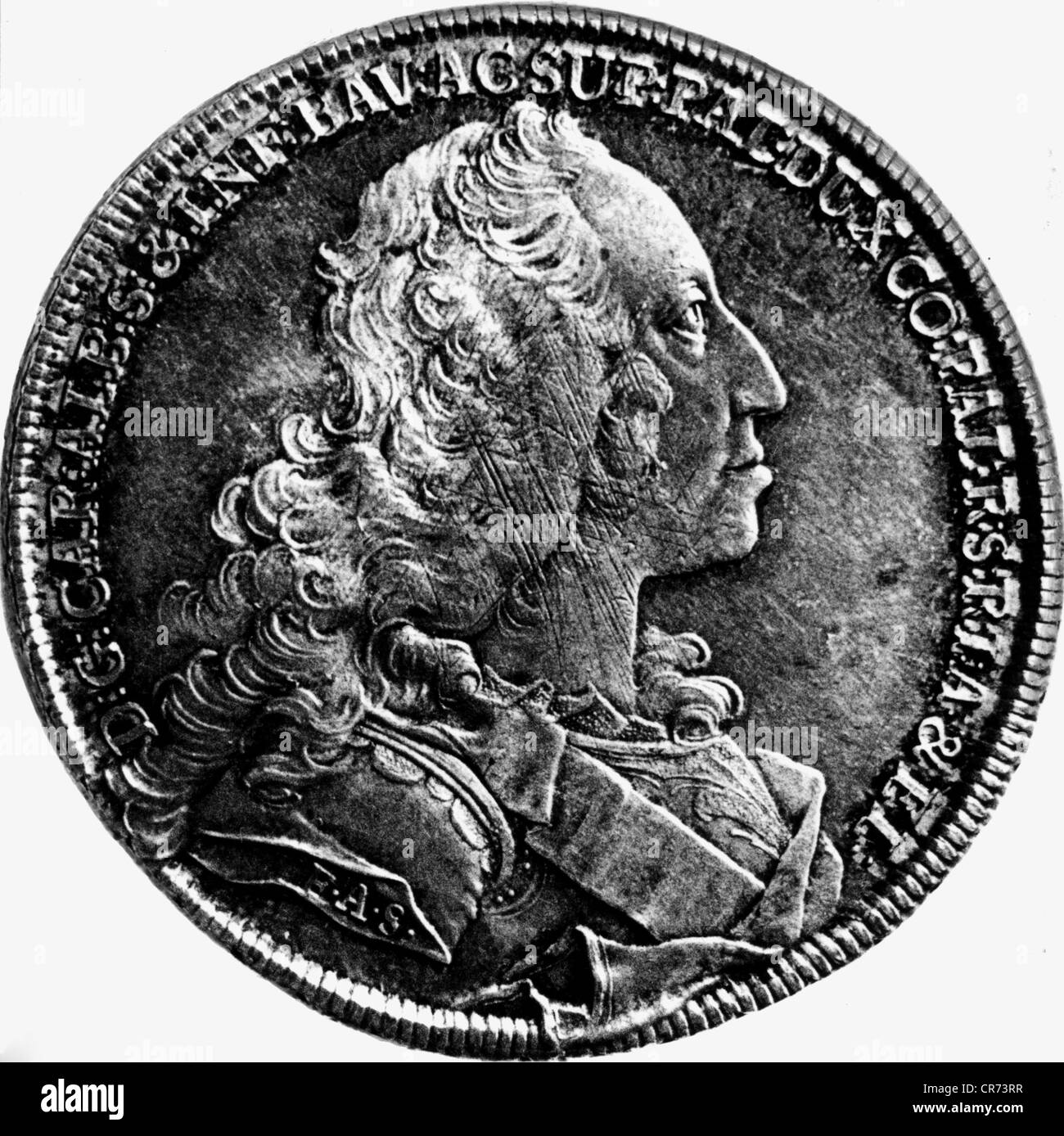 Charles VII Albert, 6.8.1697 - 20.1.1745, Holy Roman Emperor 24.1.1742 - 20.1.1745, portrait, coin, Vicar Taler, 1740, , Stock Photo