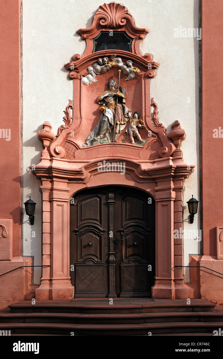 Entrance portal of the Catholic parish church of St. Alexius, 1754, Hauptstrasse street