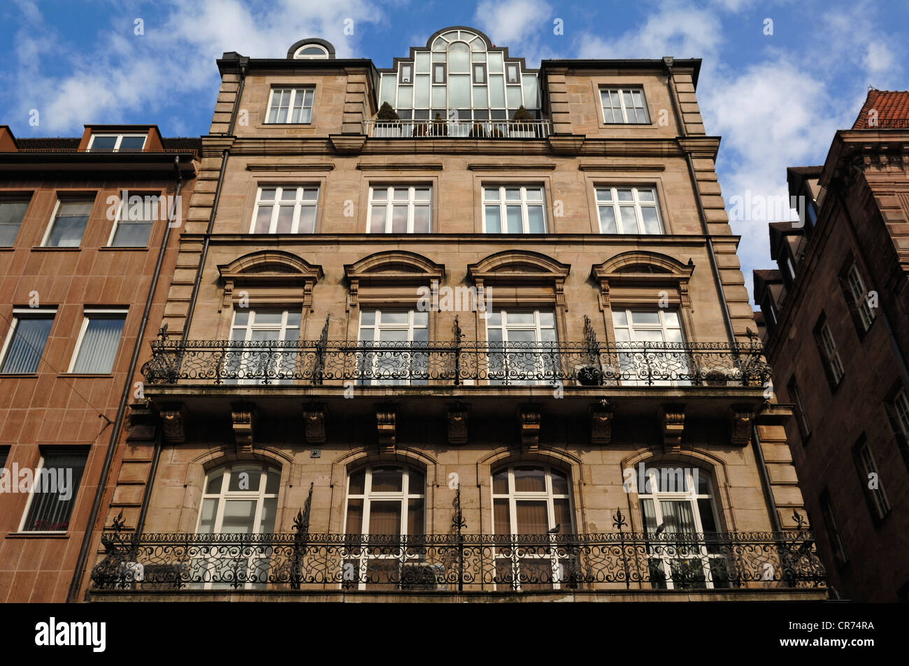 Old town house from the 19th century with modern loft conversion, Koenigstrasse 39, Nuremberg, Middle Franconia, Bavaria Stock Photo