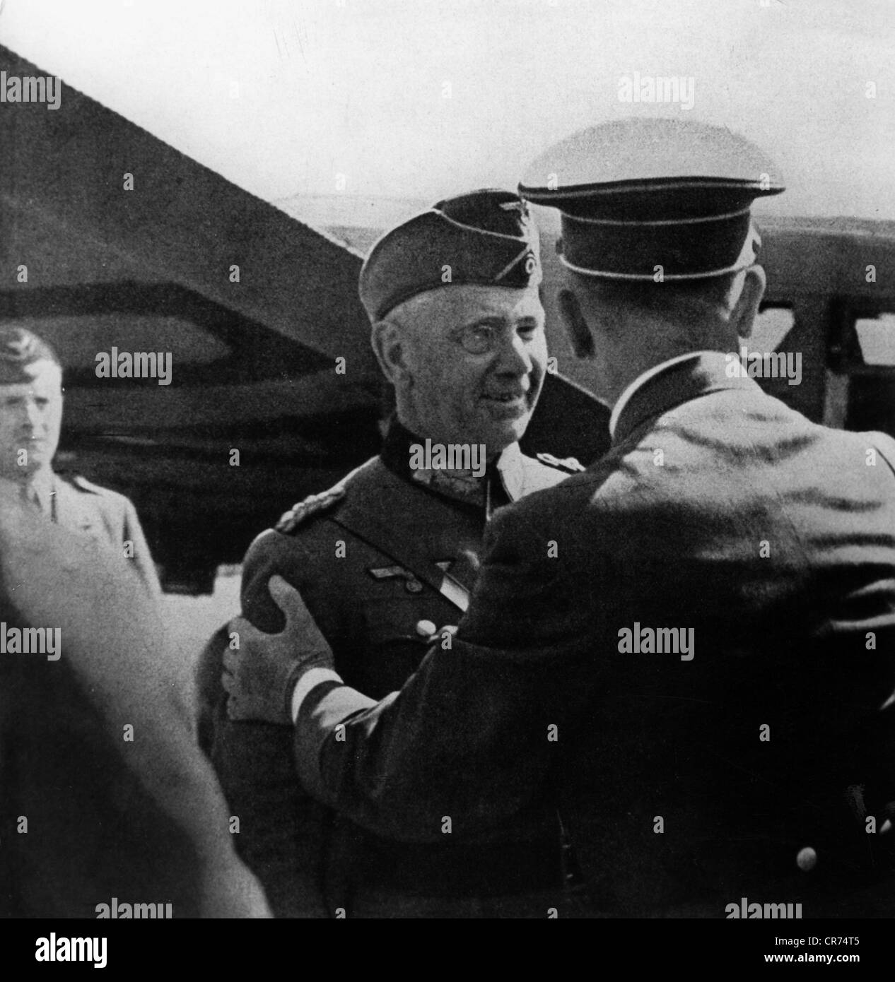 Reichenau, Walter von, 8.10.1884 - 17.1.1942, German general, commander-in-chief of 10th Army 6.8.- 10.10.1939, is greeted by Adolf Hitler, Poland, September 1939, , Stock Photo