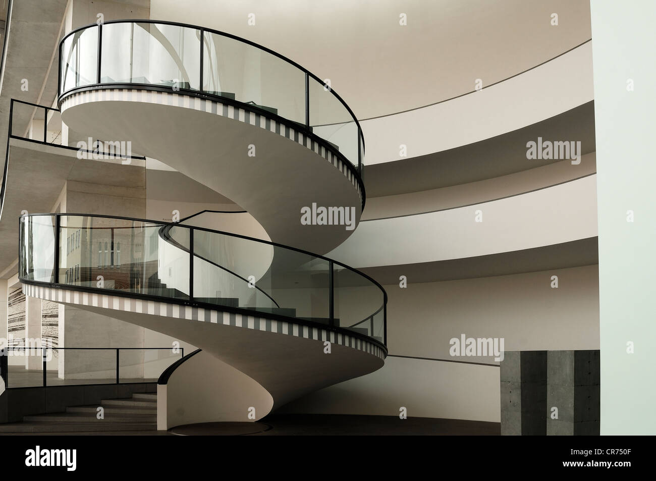 Stairwell in the Neuen Museum, built in 1999, Luitpoldstrasse 5, Nuernberg, Middle Franconia, Bavaria, Germany, Europe Stock Photo