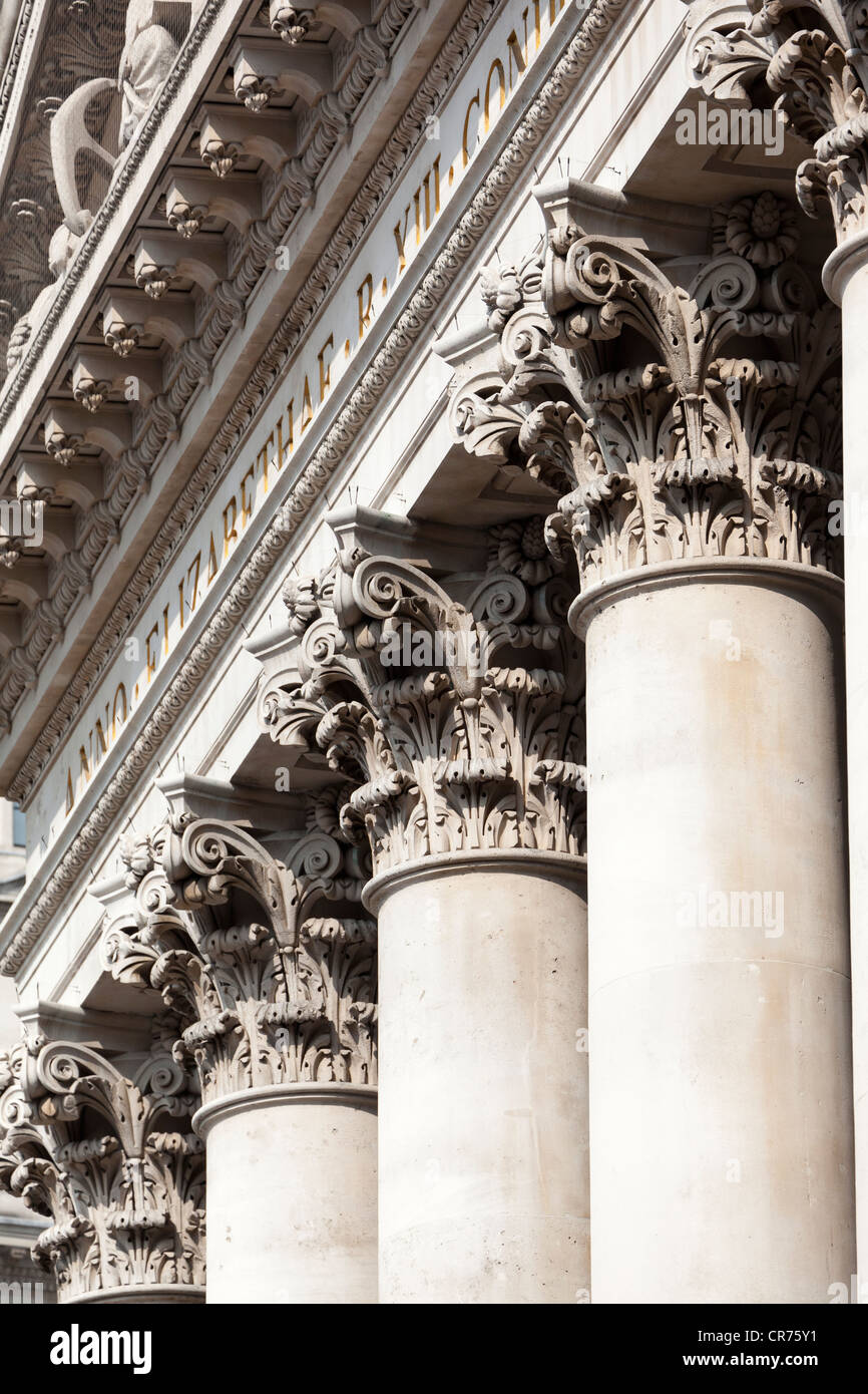 Corinthian columns, the Royal Exchange, City of London Stock Photo