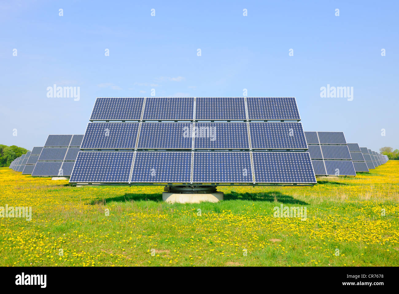 Solar Park, outdoor photovoltaic plant, solar modules, solar power plant Stock Photo