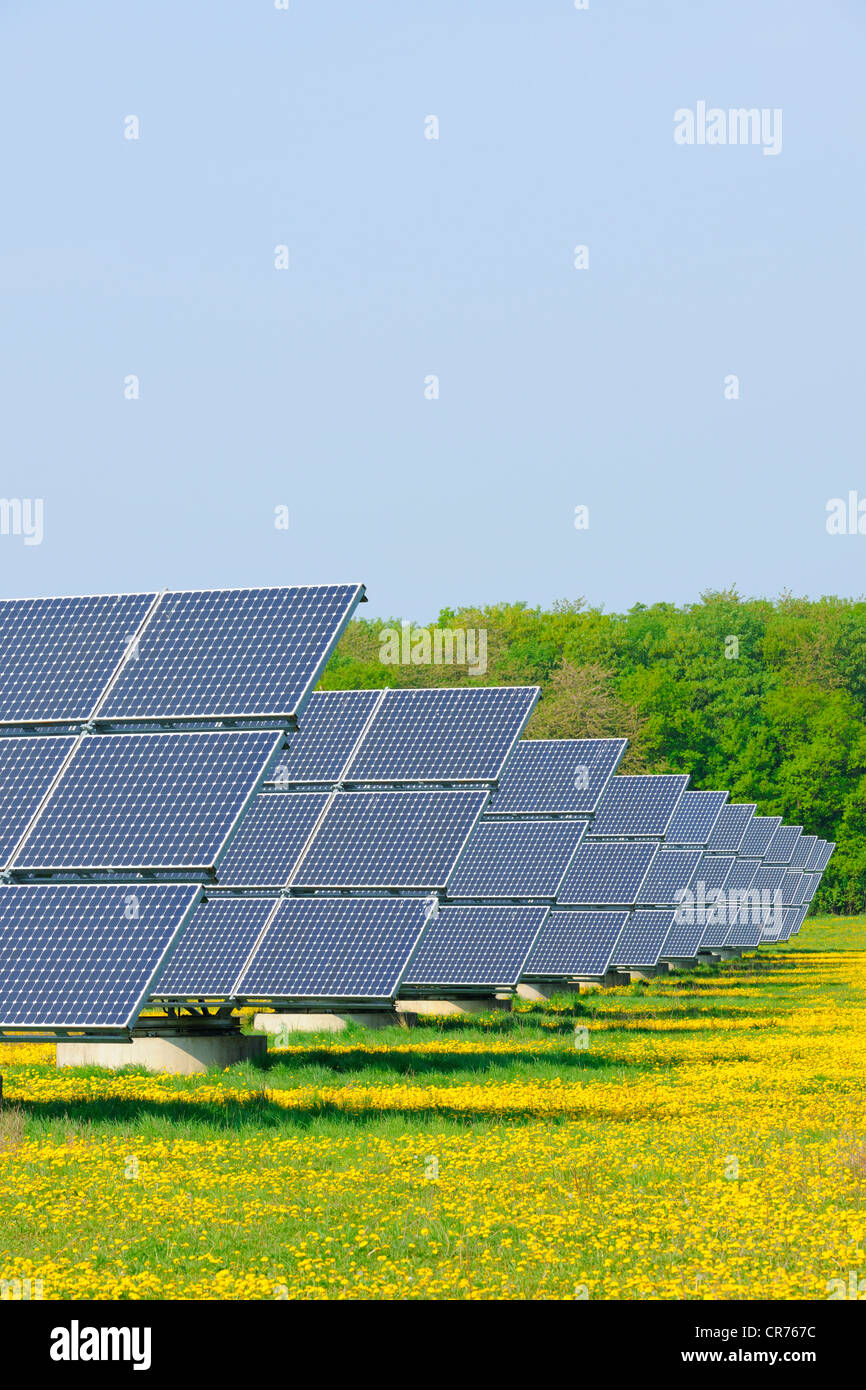 Solar Park, outdoor photovoltaic plant, solar modules, solar power plant Stock Photo