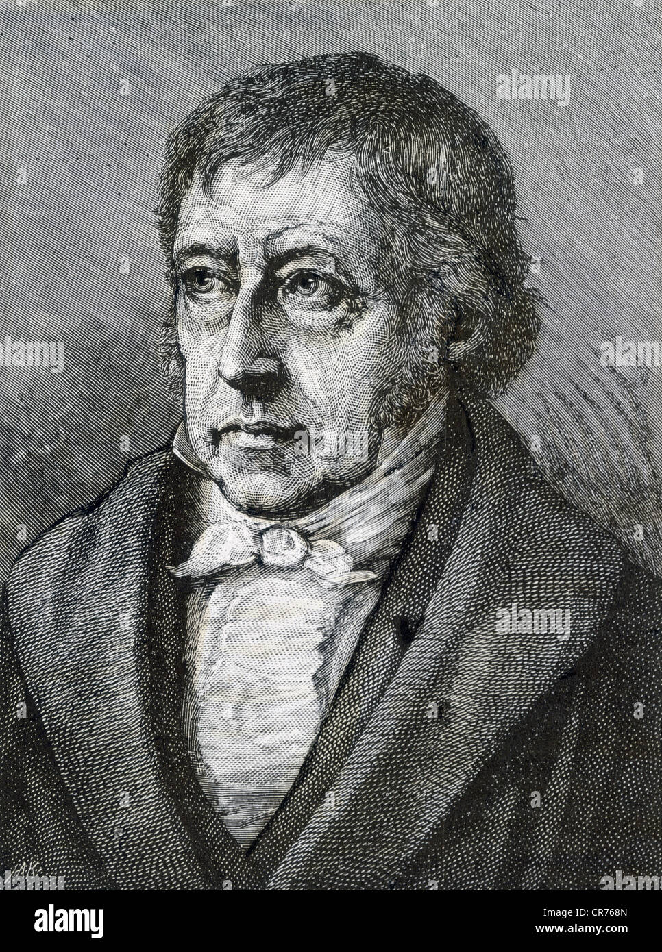 Hegel, Georg Wilhelm Friedrich, 27.8.1770 - 14.11.1831, German philosopher, portrait, wood engraving by Moritz Klinkicht, circa  1900, private collection, , Stock Photo