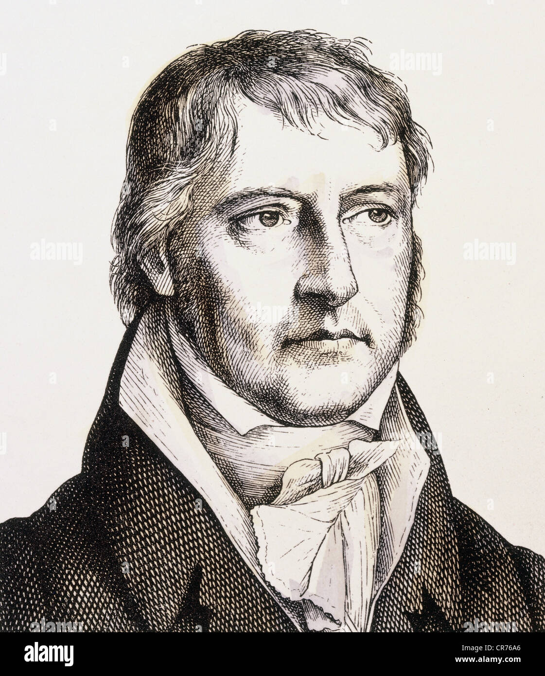 Hegel, Georg Wilhelm Friedrich, 27.8.1770 - 14.11.1831, German philosopher, portrait, wood engraving by Hugo Buerkner, Dresden, 1854, private collection, , Stock Photo