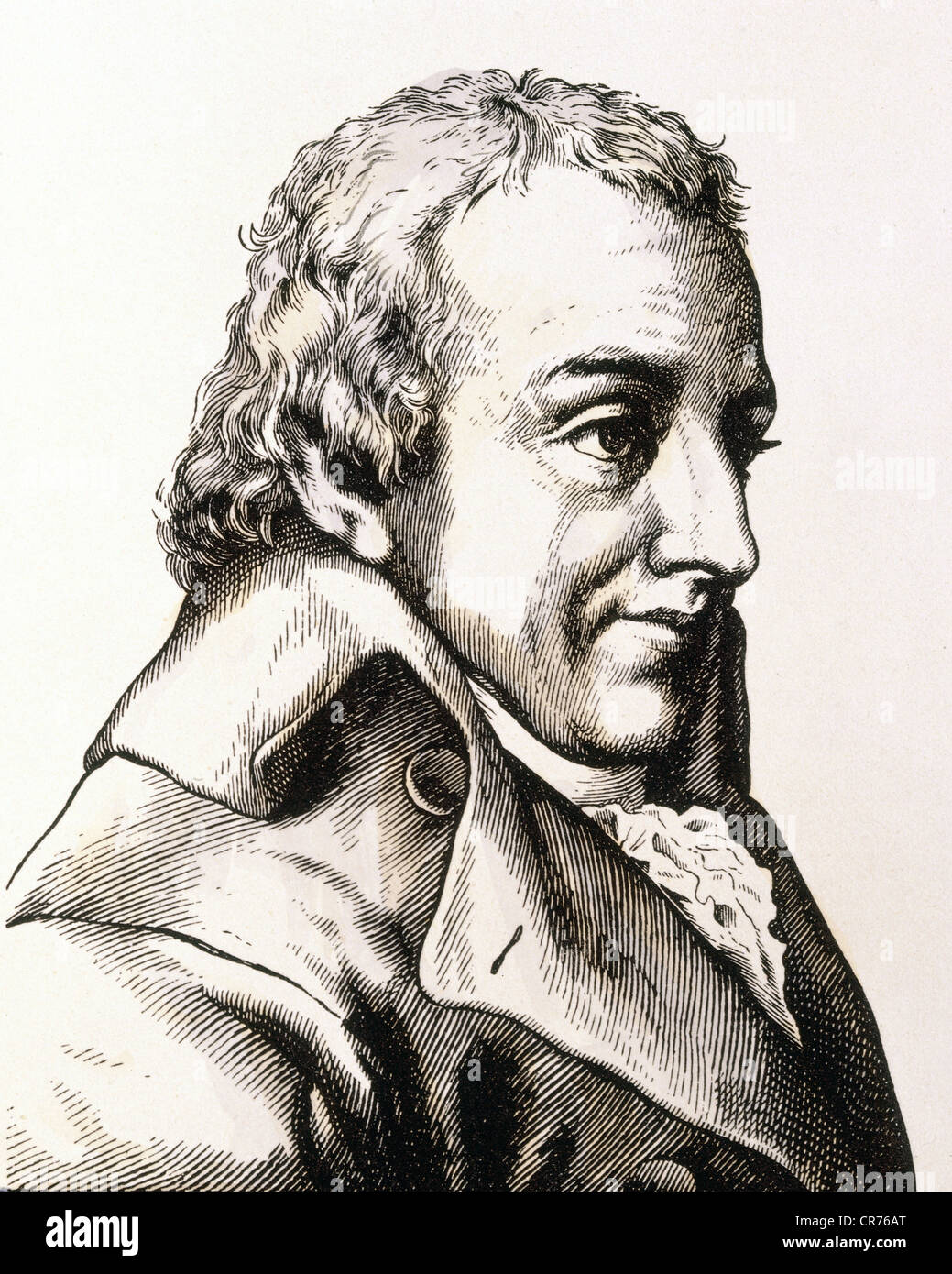 Fichte, Johann Gottlieb, 19.5.1762 - 29.1.1814, German philosopher, portrait, wood engraving by Hugo Buerkner, Dresden, 1854, private collection, , Stock Photo