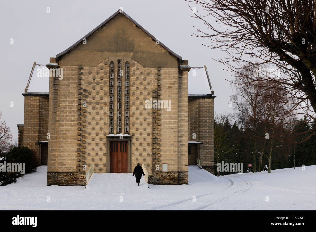 France, Manche, Cotentin, Saint Lo, Communaute du Bon Sauveur chapel by architect Joseph Marrast Stock Photo