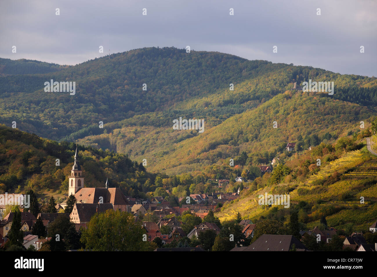France, Bas Rhin, Andlau at the bottom of massif des Vosges Stock Photo