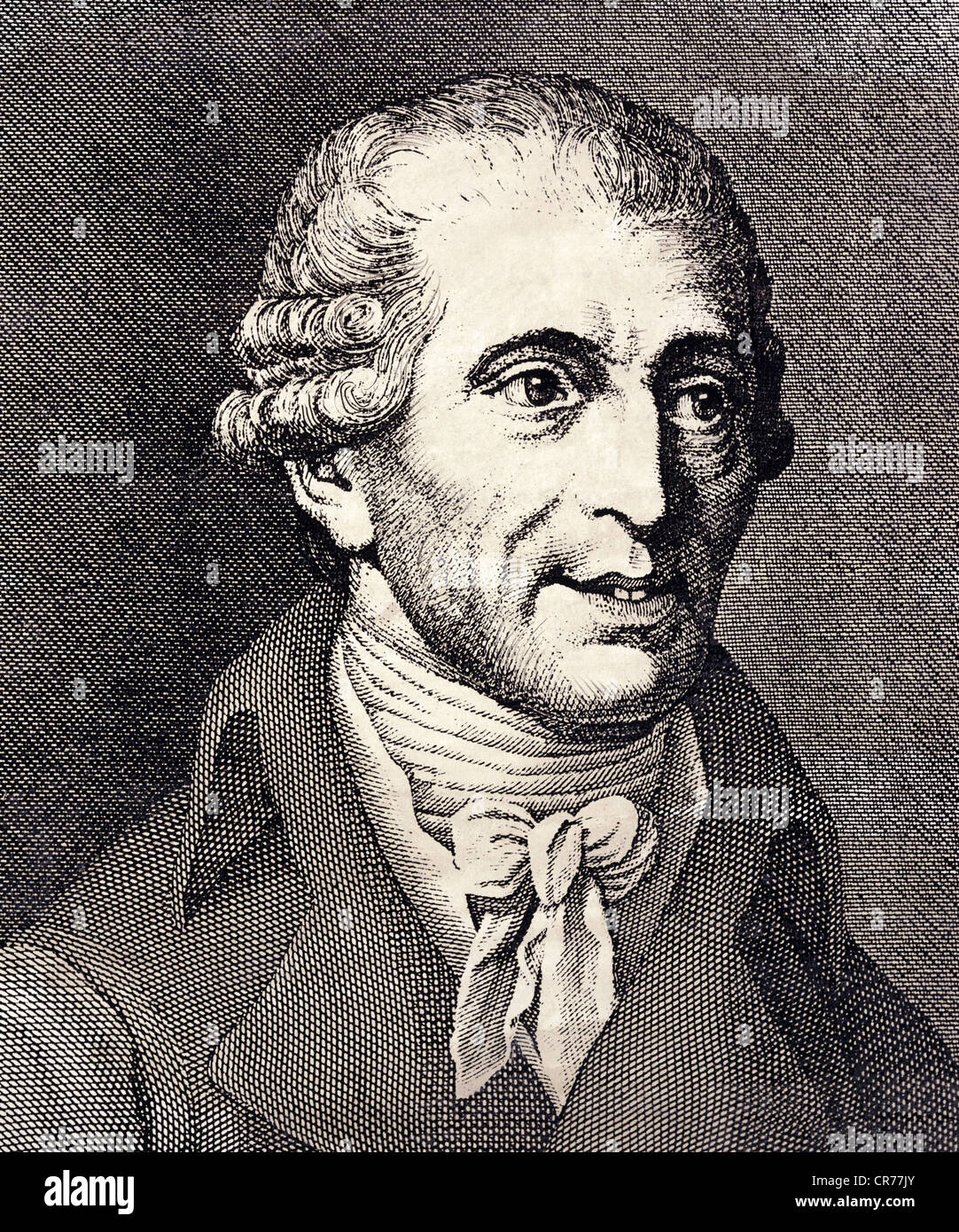 Haydn, Joseph, 31.3.1732 - 31.5.1809, Austrian composer, portrait, copper engraving, late 18th century, Artist's Copyright has not to be cleared Stock Photo