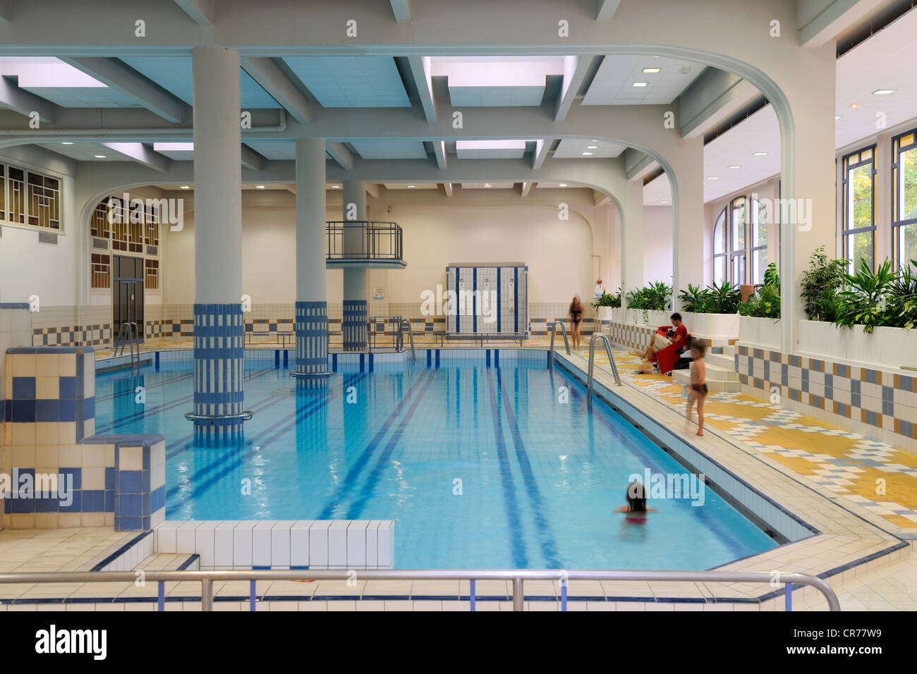 France, Vosges, Spa resort of Vittel, fresh water swimming pool situated in the Palmarium Stock Photo